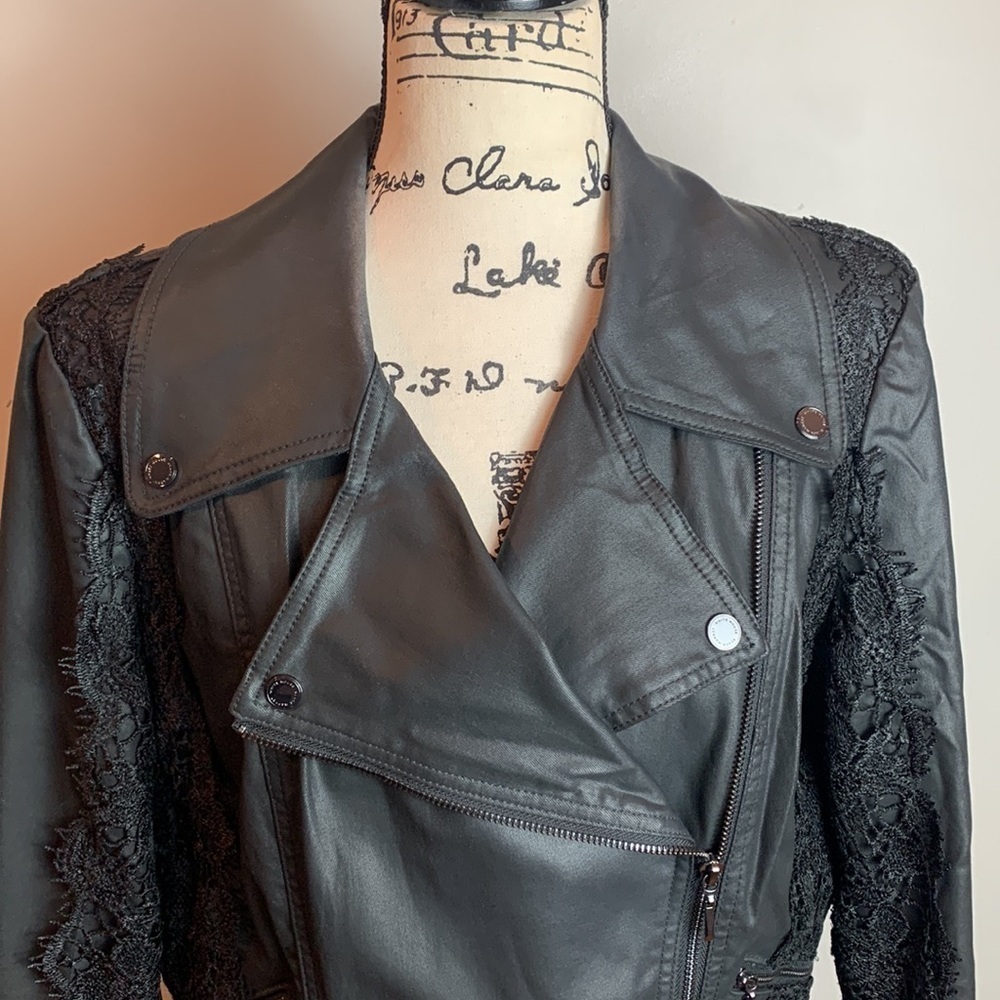 White House Black Market Coated & Lace Moto Jacket NEW! - Picture 7 of 13